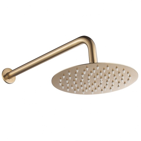 BATERIA PRYSZNICOWA PODTYNKOWA Z DESZCZOWNICĄ PAULA ZŁOTA SZCZOTKOWANA