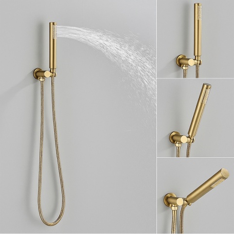 BATERIA PRYSZNICOWA PODTYNKOWA Z DESZCZOWNICĄ PAULA ZŁOTA SZCZOTKOWANA