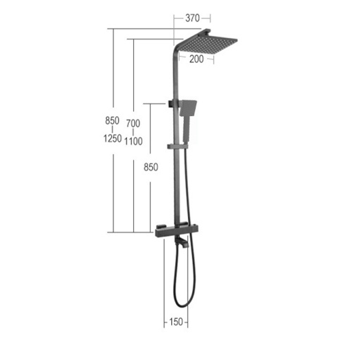 BATERIA PRYSZNICOWA ŁAZIENKOWA Z DESZCZOWNICĄ TERMOSTATEM T154A CHROM