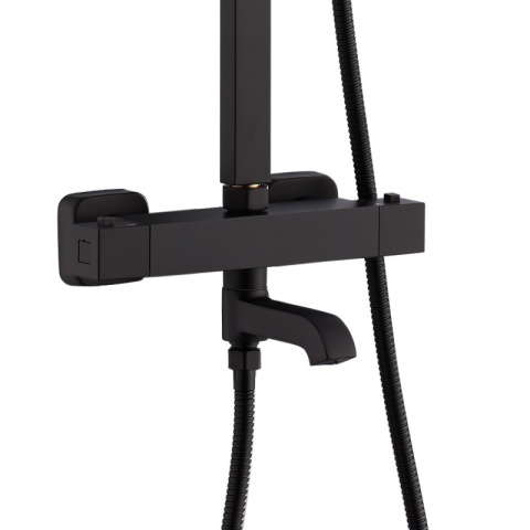 BATERIA PRYSZNICOWA ŁAZIENKOWA Z DESZCZOWNICĄ TERMOSTATEM T154B-BL CZARNA