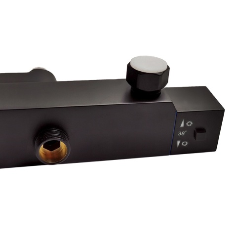 BATERIA PRYSZNICOWA ŁAZIENKOWA Z DESZCZOWNICĄ TERMOSTATEM T154B-BL CZARNA