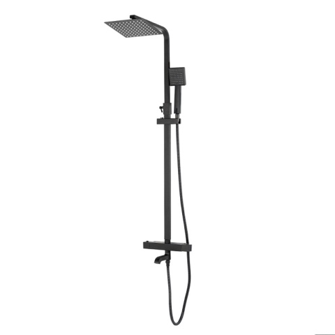 BATERIA PRYSZNICOWA ŁAZIENKOWA Z DESZCZOWNICĄ TERMOSTATEM T154B-BL CZARNA