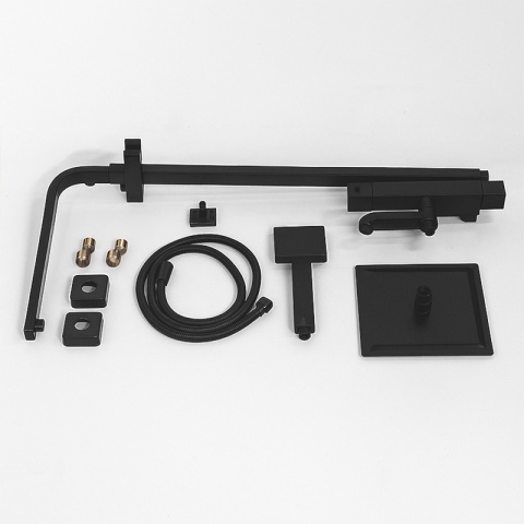 BATERIA PRYSZNICOWA ŁAZIENKOWA Z DESZCZOWNICĄ TERMOSTATEM T154B-BL CZARNA