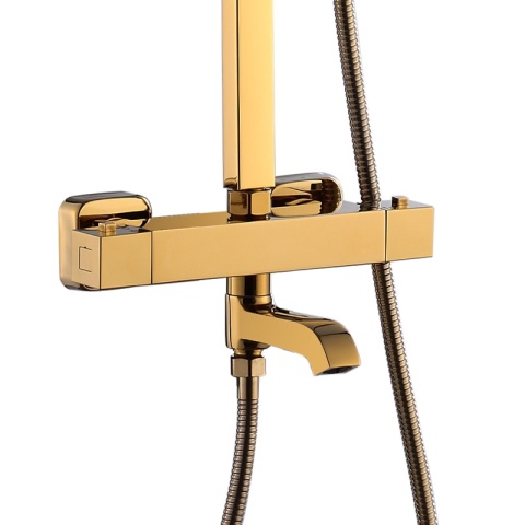 BATERIA PRYSZNICOWA ŁAZIENKOWA Z DESZCZOWNICĄ TERMOSTATEM T154C-GL ZŁOTA