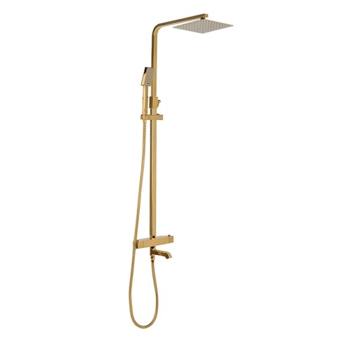 BATERIA PRYSZNICOWA ŁAZIENKOWA Z DESZCZOWNICĄ TERMOSTATEM T154C-GL ZŁOTA