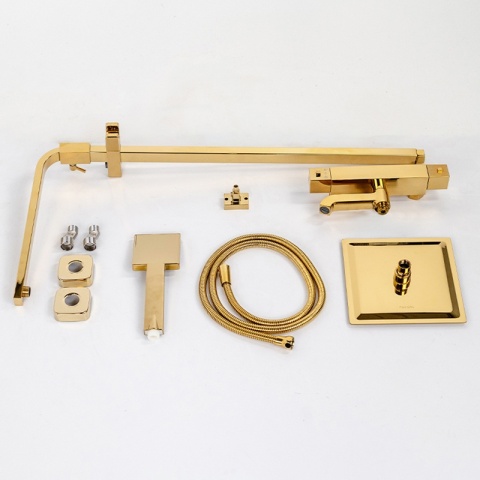 BATERIA PRYSZNICOWA ŁAZIENKOWA Z DESZCZOWNICĄ TERMOSTATEM T154C-GL ZŁOTA