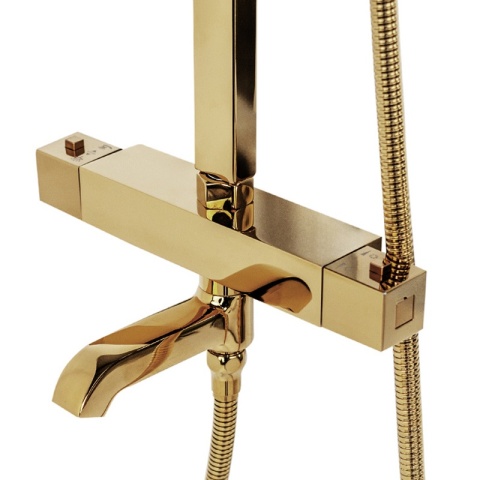 BATERIA PRYSZNICOWA ŁAZIENKOWA Z DESZCZOWNICĄ TERMOSTATEM T154C-GL ZŁOTA