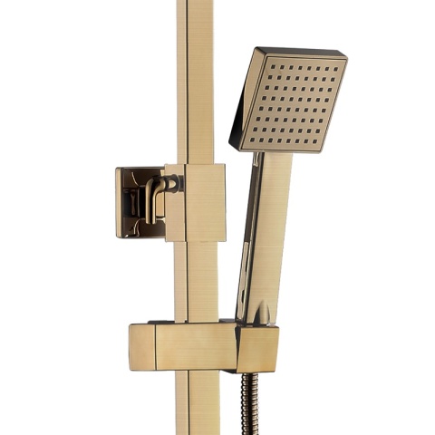 BATERIA PRYSZNICOWA Z DESZCZOWNICĄ TERMOSTATEM T154C ZŁOTA SZCZOTKOWANA