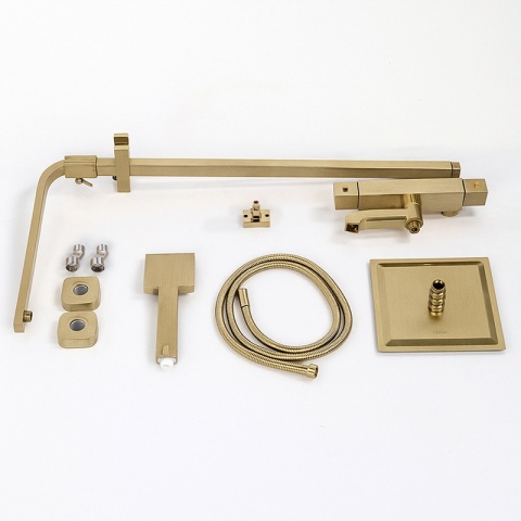 BATERIA PRYSZNICOWA Z DESZCZOWNICĄ TERMOSTATEM T154C ZŁOTA SZCZOTKOWANA