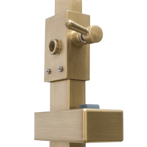 BATERIA PRYSZNICOWA Z DESZCZOWNICĄ TERMOSTATEM T154C ZŁOTA SZCZOTKOWANA