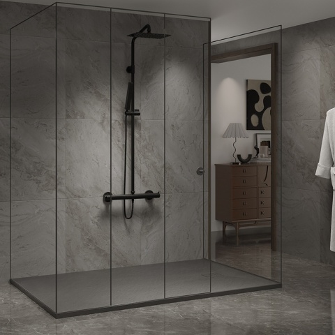 BRODZIK PRYSZNICOWY KAMIENNY PROSTOKĄTNY SLIM RIKO SZARY 120x70 CM