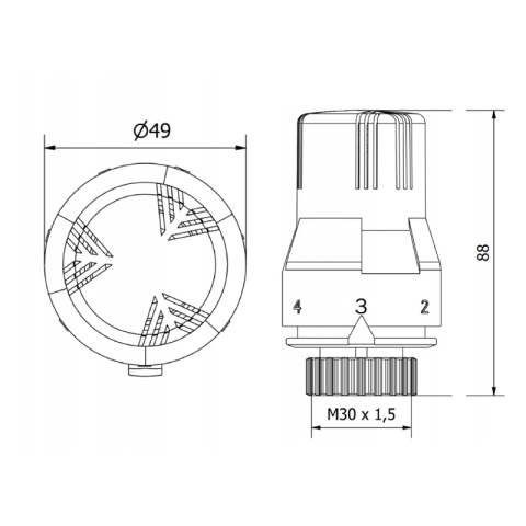 GŁOWICA TERMOSTATYCZNA POKRĘTŁO DO GRZEJNIKA GWINT M30x1.5 GT-WH-2 BIAŁA