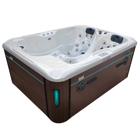 JACUZZI OGRODOWE WANNA SPA102 BIAŁA PERŁA OBUDOWA KAWA 210x160 CM