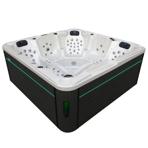 JACUZZI OGRODOWE WANNA SPA702 BIAŁA PERŁA OBUDOWA ANTRACYT 230x230 CM