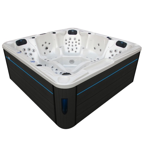 JACUZZI OGRODOWE WANNA SPA702 BIAŁA PERŁA OBUDOWA ANTRACYT 230x230 CM
