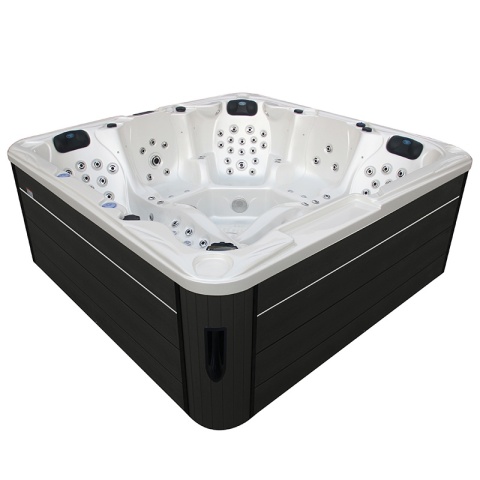 JACUZZI OGRODOWE WANNA SPA702 BIAŁA PERŁA OBUDOWA ANTRACYT 230x230 CM