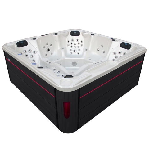 JACUZZI OGRODOWE WANNA SPA702 BIAŁA PERŁA OBUDOWA ANTRACYT 230x230 CM