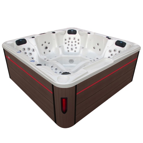 JACUZZI OGRODOWE WANNA SPA702 BIAŁA PERŁA OBUDOWA KAWA 230x230 CM