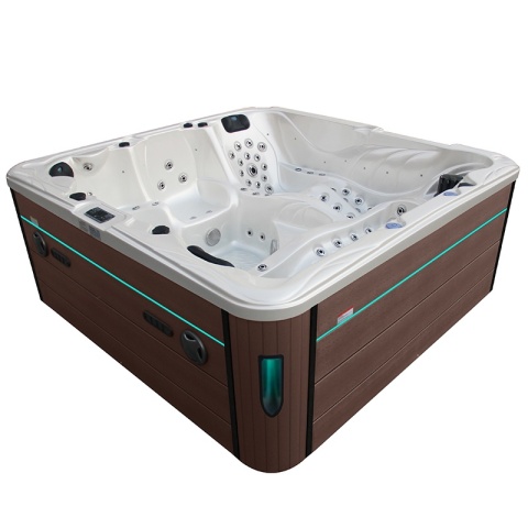JACUZZI OGRODOWE WANNA SPA702 BIAŁA PERŁA OBUDOWA KAWA 230x230 CM