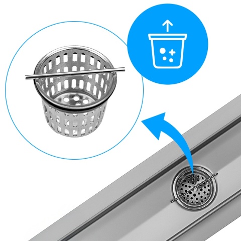 ODPŁYW LINIOWY 100 CM INOX NISKI SYFON 360 WYSOKA PRZEPUSTOWOŚĆ DL05 FIX G1