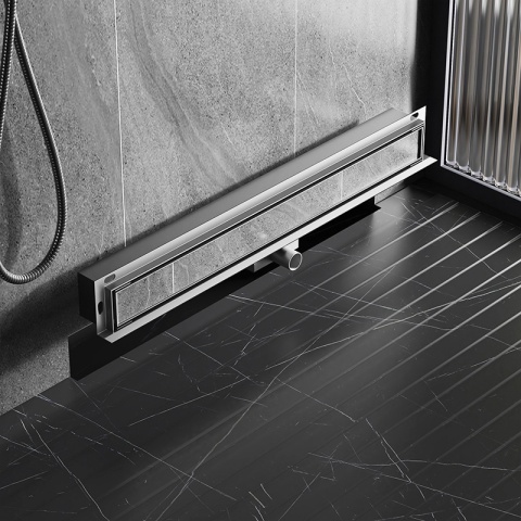 ODPŁYW LINIOWY ŚCIENNY 100 CM INOX NISKI SYFON WYSOKA PRZEPUSTOWOŚĆ DL04