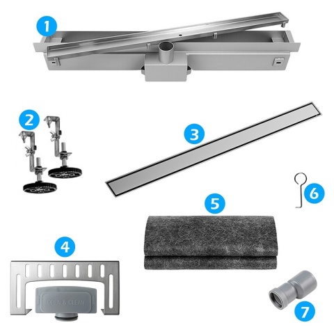 ODPŁYW LINIOWY ŚCIENNY 100 CM INOX NISKI SYFON WYSOKA PRZEPUSTOWOŚĆ DL04