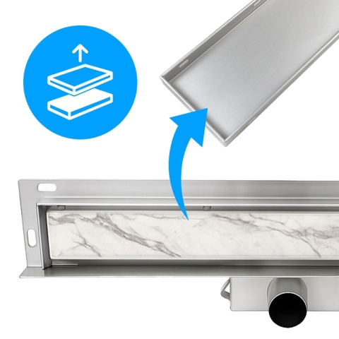 ODPŁYW LINIOWY ŚCIENNY 70 CM INOX NISKI SYFON WYSOKA PRZEPUSTOWOŚĆ DL04