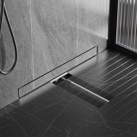 ODPŁYW LINIOWY ŚCIENNY 80 CM INOX NISKI SYFON WYSOKA PRZEPUSTOWOŚĆ DL04