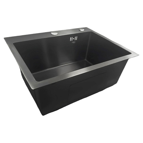 ZLEW KUCHENNY ZLEWOZMYWAK JEDNOKOMOROWY STALOWY GRAFITOWY ALOR-BL-50X40 DOZOWNIK SYFON UCHWYTY