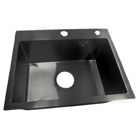 ZLEW KUCHENNY ZLEWOZMYWAK JEDNOKOMOROWY STALOWY GRAFITOWY ALOR-BL-50X40 DOZOWNIK SYFON UCHWYTY