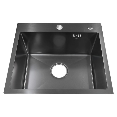 ZLEW KUCHENNY ZLEWOZMYWAK JEDNOKOMOROWY STALOWY GRAFITOWY ALOR-BL-50X40 DOZOWNIK SYFON UCHWYTY
