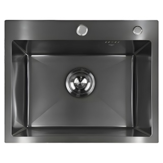 ZLEW KUCHENNY ZLEWOZMYWAK JEDNOKOMOROWY STALOWY GRAFITOWY ALOR-BL-50X40 DOZOWNIK SYFON UCHWYTY