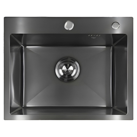 ZLEW KUCHENNY ZLEWOZMYWAK JEDNOKOMOROWY STALOWY GRAFITOWY ALOR-BL-50X40 DOZOWNIK SYFON UCHWYTY