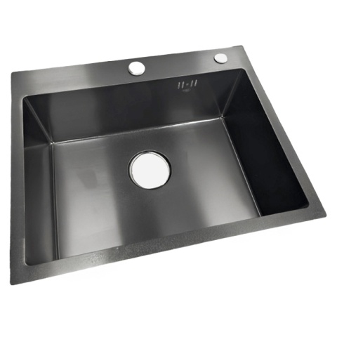 ZLEW KUCHENNY ZLEWOZMYWAK JEDNOKOMOROWY STALOWY GRAFITOWY ALOR-BL-55X45 DOZOWNIK SYFON UCHWYTY