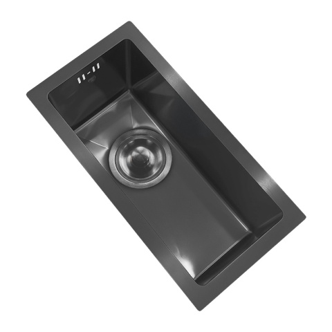 ZLEW KUCHENNY ZLEWOZMYWAK JEDNOKOMOROWY STALOWY GRAFITOWY RODOS-BL-44X22 SYFON UCHWYTY