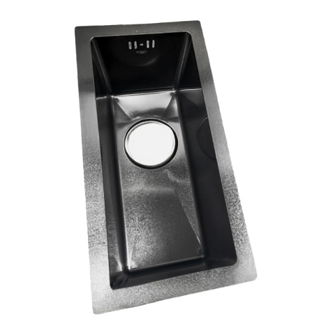 ZLEW KUCHENNY ZLEWOZMYWAK JEDNOKOMOROWY STALOWY GRAFITOWY RODOS-BL-44X22 SYFON UCHWYTY