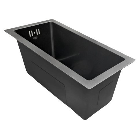 ZLEW KUCHENNY ZLEWOZMYWAK JEDNOKOMOROWY STALOWY GRAFITOWY RODOS-BL-44X22 SYFON UCHWYTY