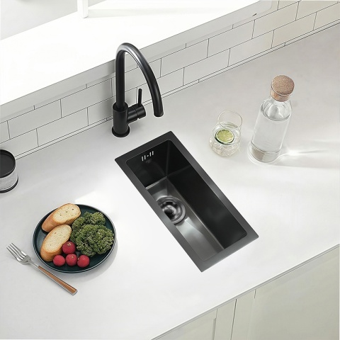 ZLEW KUCHENNY ZLEWOZMYWAK JEDNOKOMOROWY STALOWY GRAFITOWY RODOS-BL-44X22 SYFON UCHWYTY