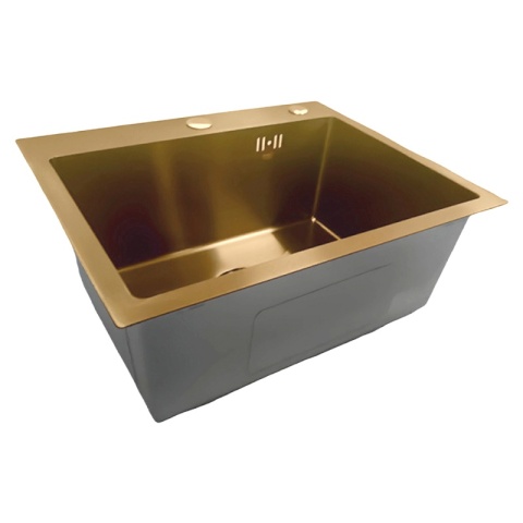 ZLEW KUCHENNY ZLEWOZMYWAK JEDNOKOMOROWY STALOWY ZŁOTY ALOR-GL-50X40 DOZOWNIK SYFON UCHWYTY