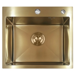ZLEW KUCHENNY ZLEWOZMYWAK JEDNOKOMOROWY STALOWY ZŁOTY TONGA-GL-50X45 DOZOWNIK SYFON UCHWYTY