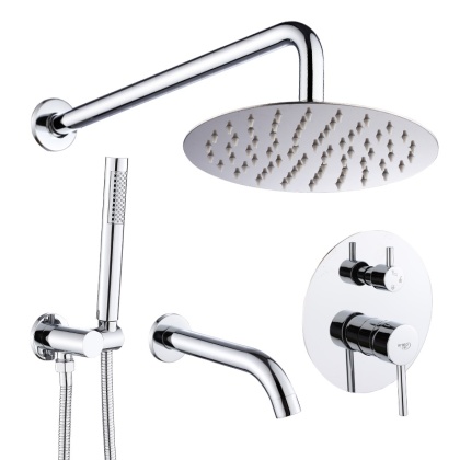 BATERIA PRYSZNICOWA PODTYNKOWA ŁAZIENKOWA ZESTAW Z DESZCZOWNICĄ PAULA CHROM