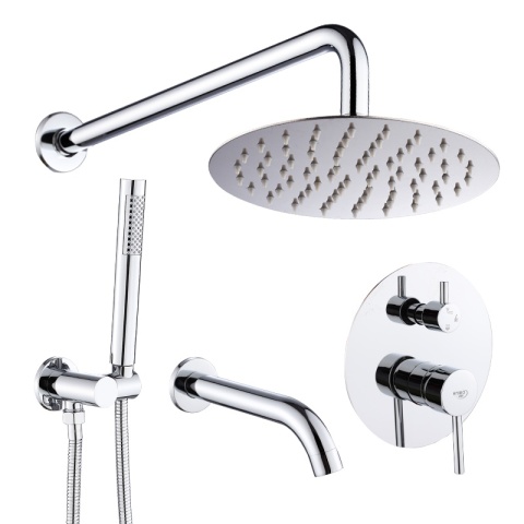 BATERIA PRYSZNICOWA PODTYNKOWA ŁAZIENKOWA ZESTAW Z DESZCZOWNICĄ PAULA CHROM