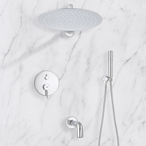 BATERIA PRYSZNICOWA PODTYNKOWA ŁAZIENKOWA ZESTAW Z DESZCZOWNICĄ PAULA CHROM