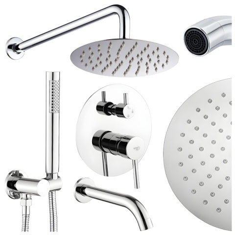 BATERIA PRYSZNICOWA PODTYNKOWA ŁAZIENKOWA ZESTAW Z DESZCZOWNICĄ PAULA CHROM