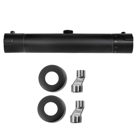 BATERIA PRYSZNICOWA Z TERMOSTATEM ŁAZIENKOWA ŚCIENNA ZESTAW T203B-BL CZARNA