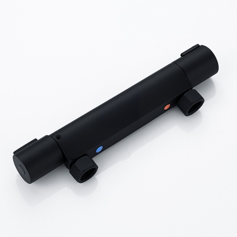 BATERIA PRYSZNICOWA Z TERMOSTATEM ŁAZIENKOWA ŚCIENNA ZESTAW T203B-BL CZARNA