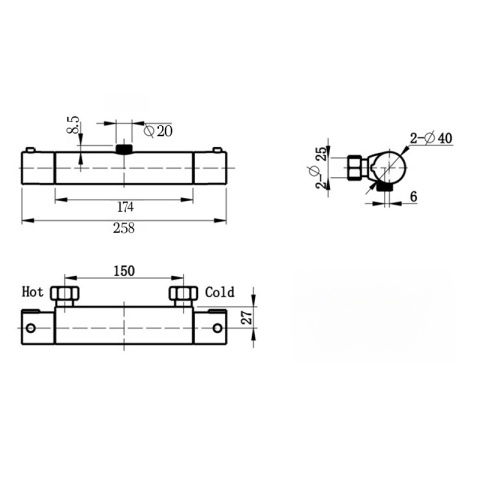 BATERIA PRYSZNICOWA Z TERMOSTATEM ŁAZIENKOWA ŚCIENNA ZESTAW T203B-GL ZŁOTA