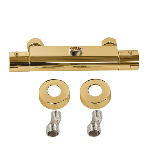 BATERIA PRYSZNICOWA Z TERMOSTATEM ŁAZIENKOWA ŚCIENNA ZESTAW T203B-GL ZŁOTA