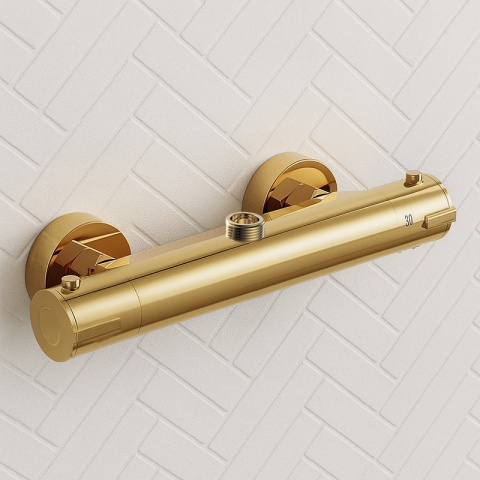 BATERIA PRYSZNICOWA Z TERMOSTATEM ŁAZIENKOWA ŚCIENNA ZESTAW T203B-GL ZŁOTA