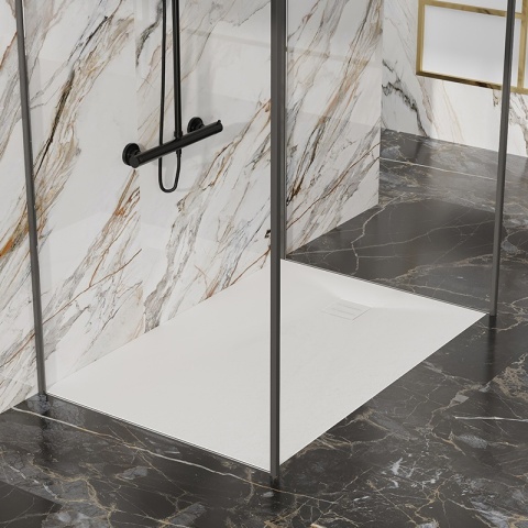 BRODZIK PRYSZNICOWY KAMIENNY PROSTOKĄTNY SLIM RIKO BIAŁY 120x80 CM